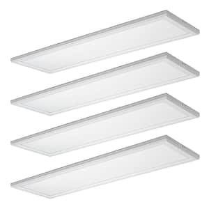 48 in. x 15 in. Low Profile Matte White Color Selectable LED Flush Mount Ceiling Light with Night Light Feature (4-Pack)