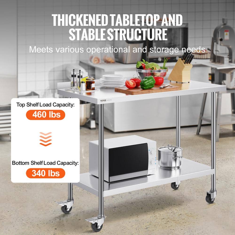 VEVOR 40" H x 48" L Stainless Steel Adjustable Work Table