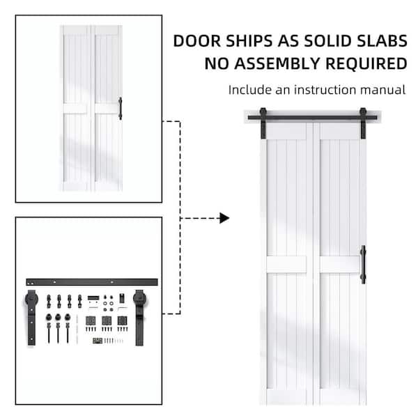 SANDING 30 in. x 84 in. Paneled White Primed H Shape MDF No