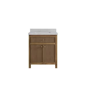 Sonoma Teak 30 in. W x 22 in. D x 36 in. H Bath Vanity in Dark Teak with 2" Light Quartz Top