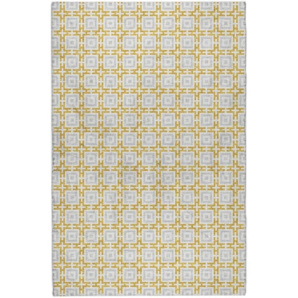 Dream Shag Premium Machine Washable Abstract ADS139 Gold 9 ft. x 12 ft. Area Rug