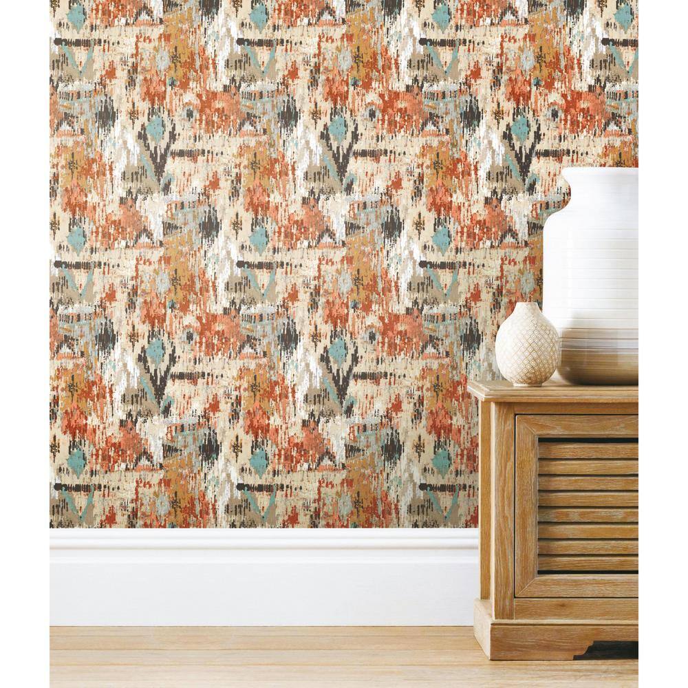 Orange Aztec Peel and Stick Vinyl Wallpaper Roll