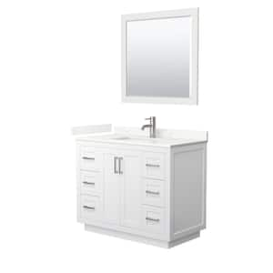 Miranda 42 in. W x 22 in. D x 33.75 in. H Single Bath Vanity in White with Giotto Quartz Top and 34 in. Mirror