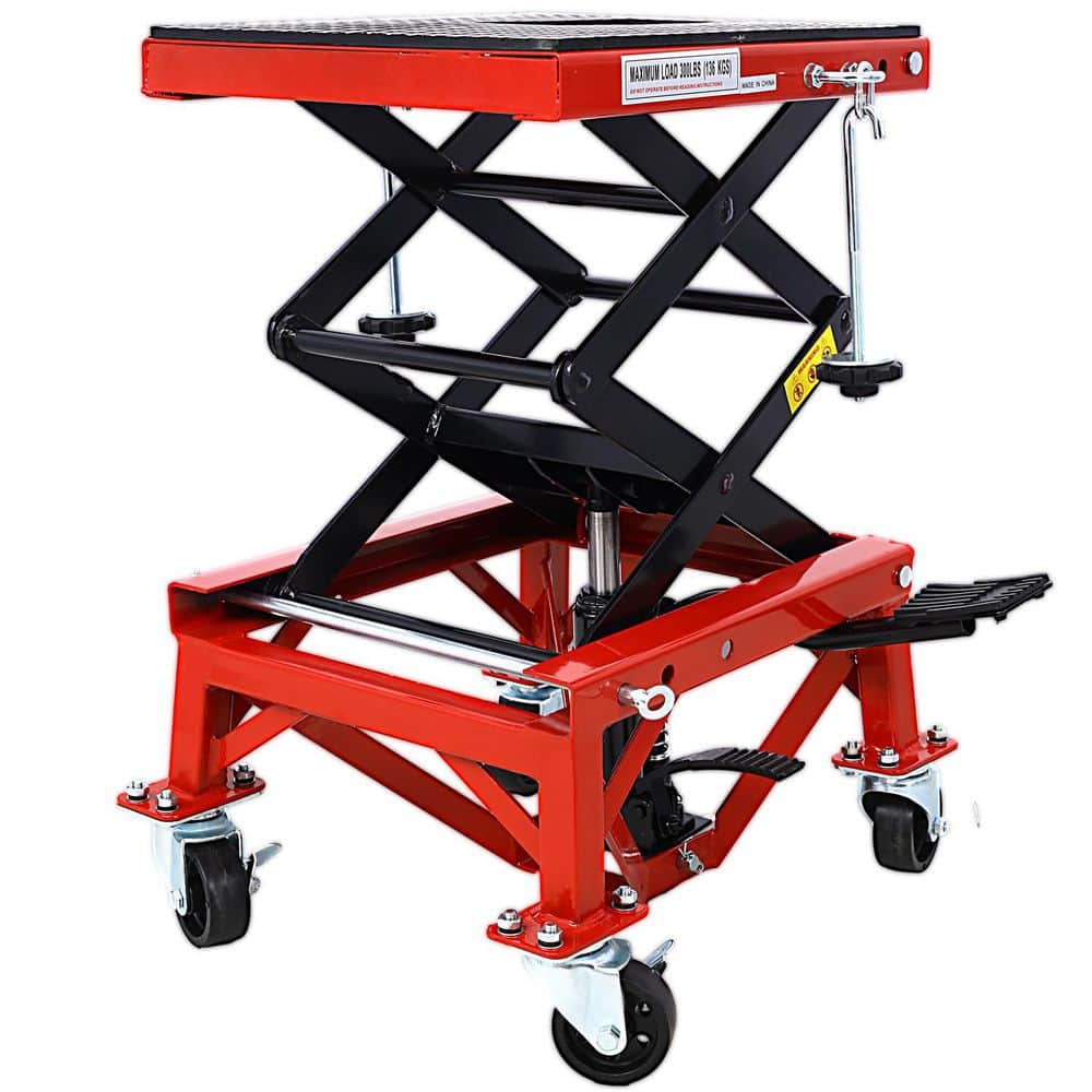 Ami 300LB Hydraulic Dirt Bike Scissor Jack Lift Foot Step Wheels Red price history on PriceWatchPro