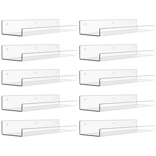 Unbranded 15 in. W x 4 in. D Clear Acrylic Decorative Wall Shelf (Set of 10)