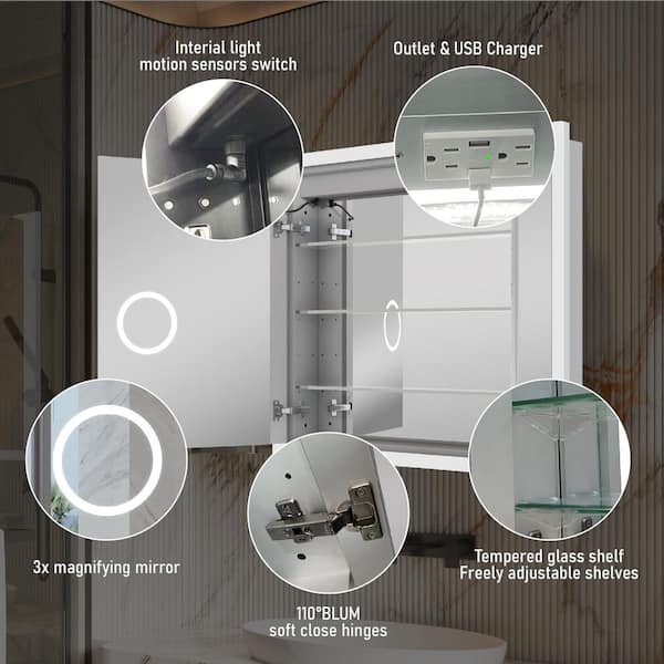 FORCLOVER 36.1 in. W x 32 in. H Rectangular Dimmable LED