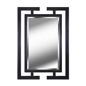 Large Rectangle Gloss Black Beveled Glass Art Deco Mirror (41 in. H x 29 in. W)