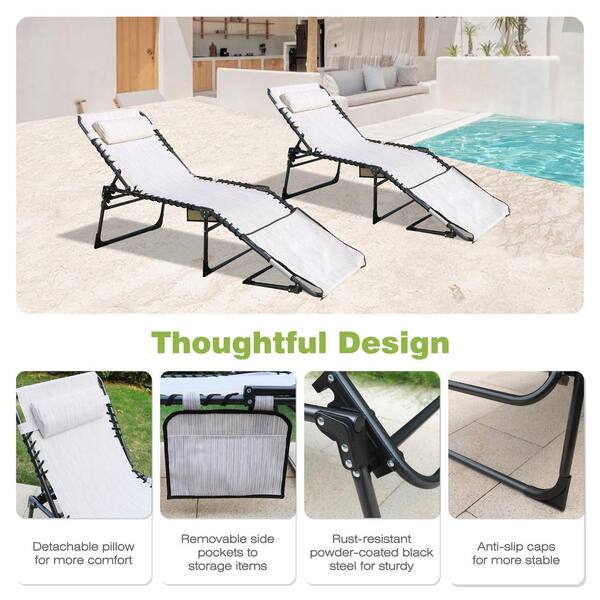 VEIKOUS Set of 2 Chaise Lounge Chairs for Outside Tanning