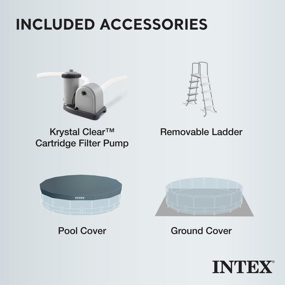 18ft x 48in Gray PVC Round Above Ground Pool Set with Filter Pump