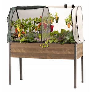 47 in. x 21 in. x 30 in. Elevated Brown Spruce Planter, Greenhouse and Bug Cover