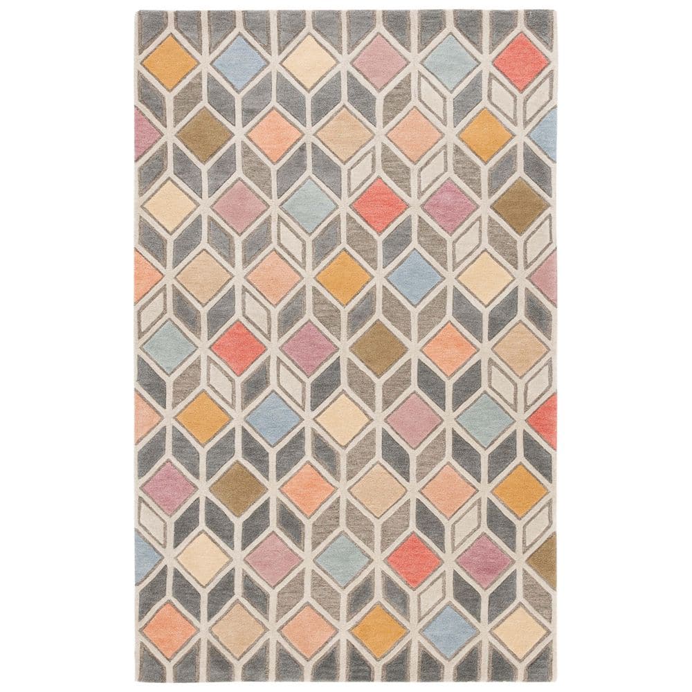 Isometry Rug SAFAVIEH Rodeo Drive 5 ft. x 8 ft. Gray/Beige Isometric Illusion Area ...