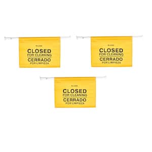 18 in. Safety Wet Floor Hanging Sign with Multi-Lingual Closed for Cleaning Imprint (3-Pack)
