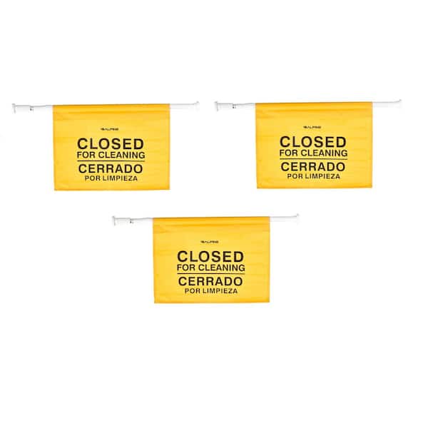 Alpine Industries 18 in. Safety Wet Floor Hanging Sign with Multi-Lingual Closed for Cleaning Imprint (3-Pack)