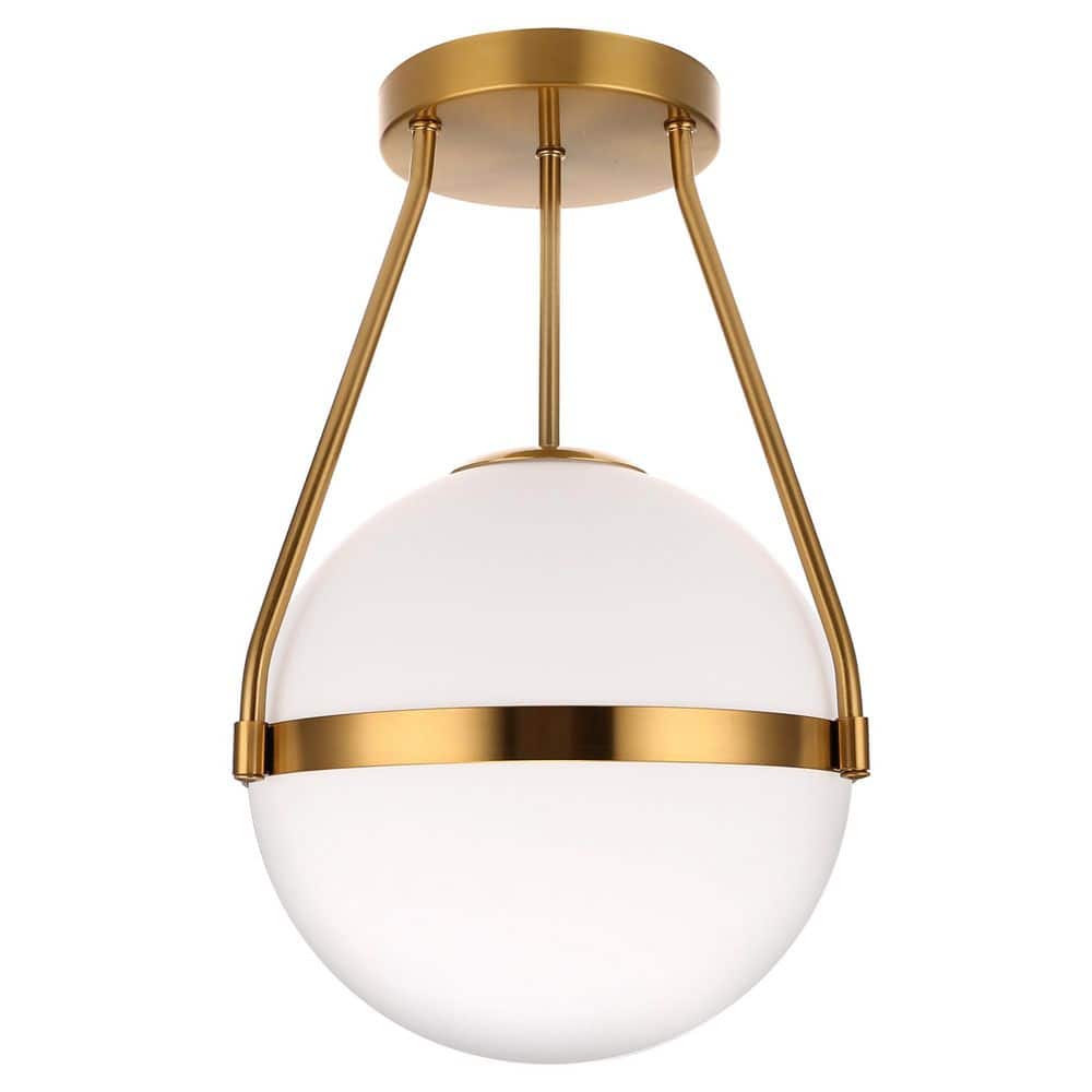 10 in.1-Light Gold Semi-Flush Mount with White Frosted Glass Shade (1-Pack) price history on PriceWatchPro