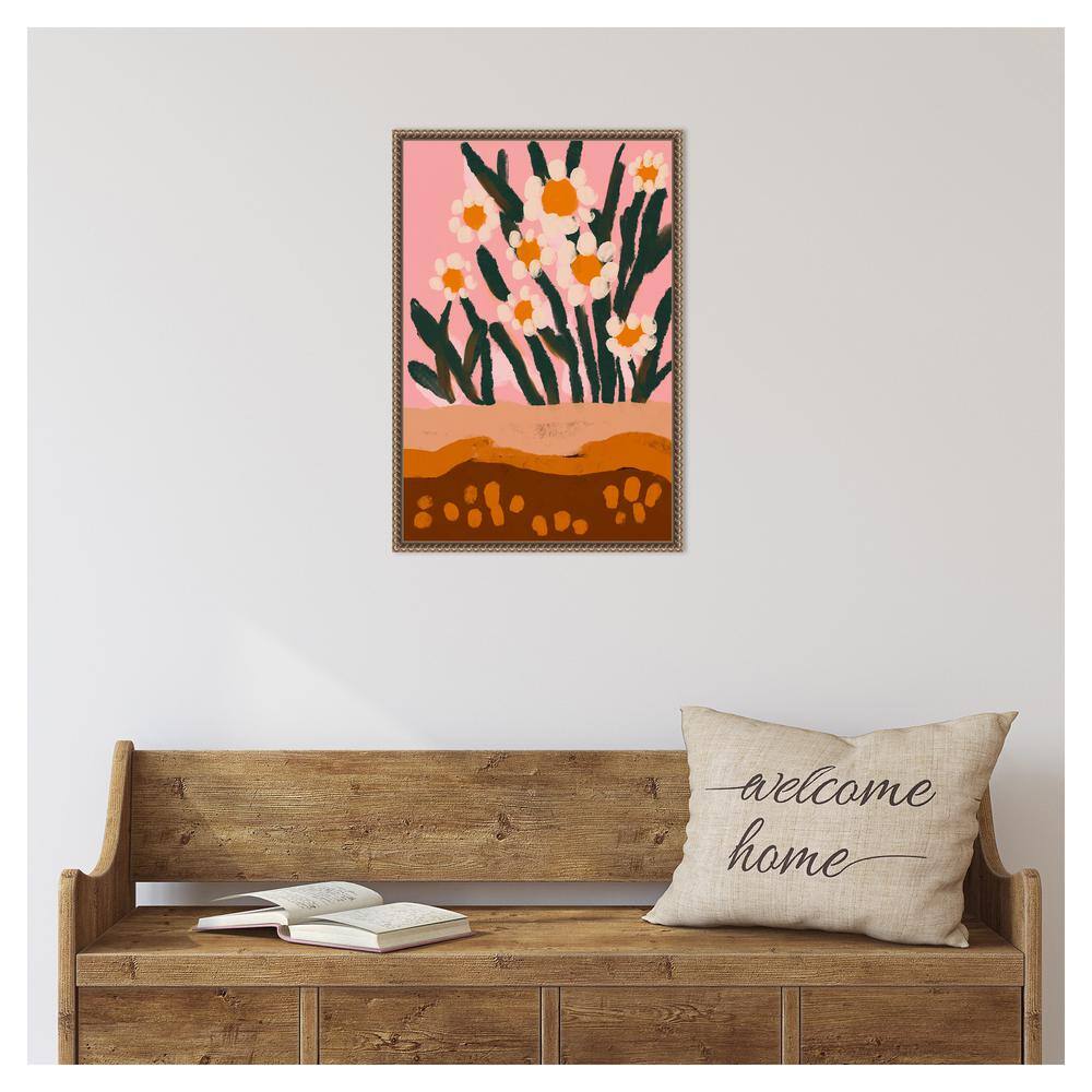 Pastel Floral Abstract Canvas Art with Beaded Frame