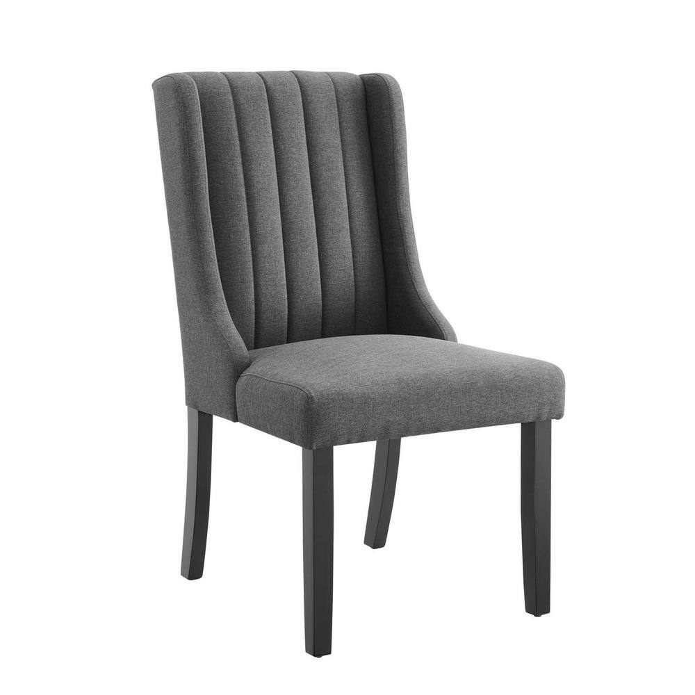 Gray Velvet Upholstered Parsons Side Chair Set with Wood Legs