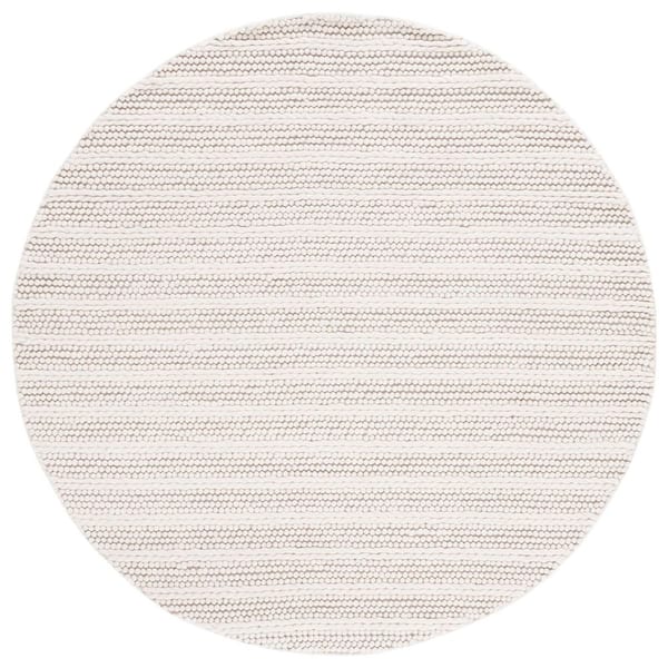 Natura 10 ft. x 10 ft. Round Ivory Basket Striped Area Rug