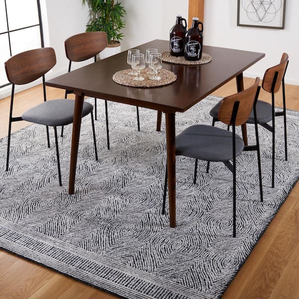 Abstract Ivory/Charcoal 10 ft. x 10 ft. Geometric Square Area Rug