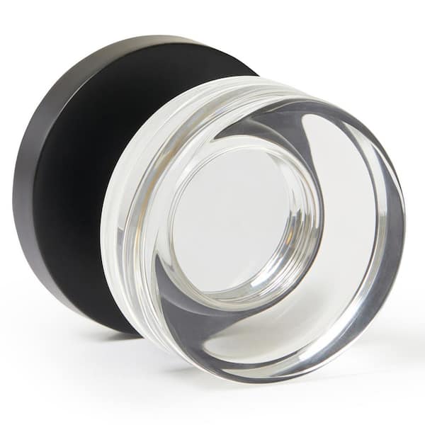 EXPLORE HARDWARE Singapore Matte Black with Crystal Clear Round Door Handle Passage Hall/Closet Door Knob