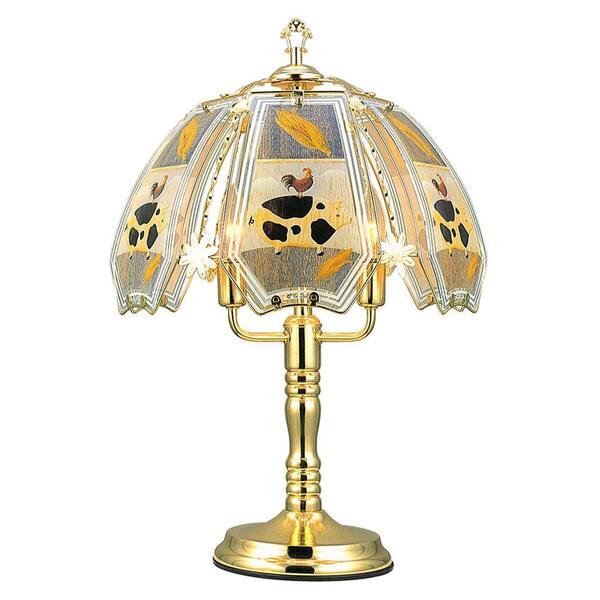 ORE International 23.5 in. Barn Brushed Gold Touch Lamp