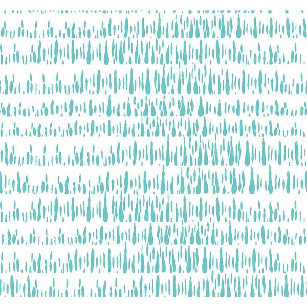 Seabrook Designs 60.75 sq. ft. Teal and White Brush Marks Paper Unpasted Wallpaper Roll