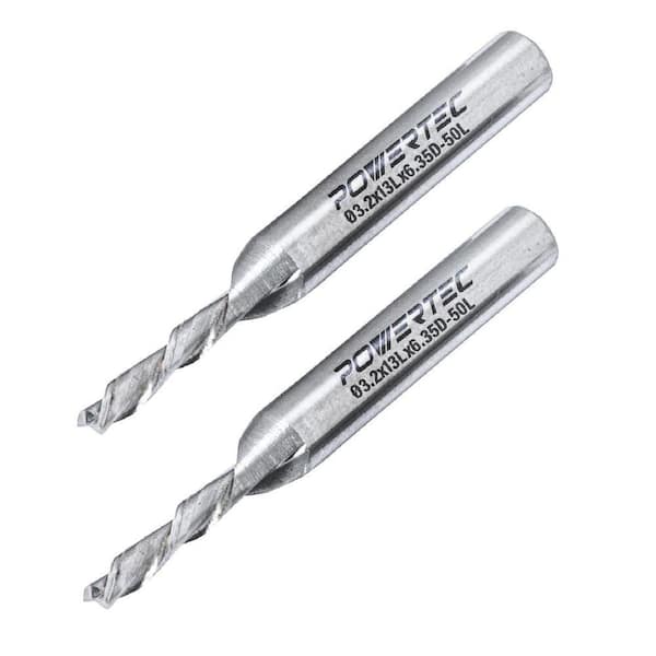 Down Cut 1/8 in. Spiral Router Bit w/ 1/4 in. Shank Carbide Router Bit, 1/2 in. Cutting Length and 2 in. Long (2-Pack)