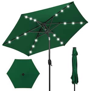 7.5 ft. Outdoor Market Solar Tilt Patio Umbrella w/LED Lights in Green