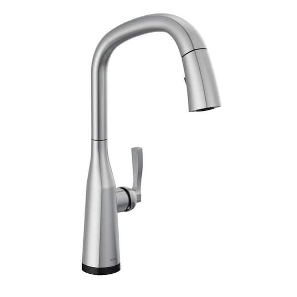 Delta Stryke Voice Touch/Touchless Arctic Stainless 17.25 in. H Pull Down Sprayer Kitchen Faucet with 360° Spout Swivel