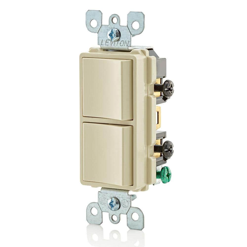 Leviton Decora 15 Amp 120-Volt/277-Volt 1-Pole Commercial Grade AC Combination Rocker Switch, Ivory