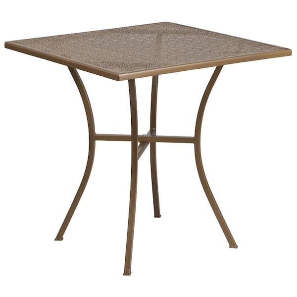 Carnegy Avenue Gold Square Metal Outdoor Bistro Table