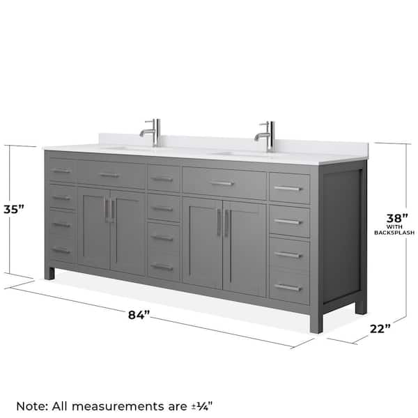 Wyndham Collection Beckett 84 in. W x 22 in. D Double Vanity