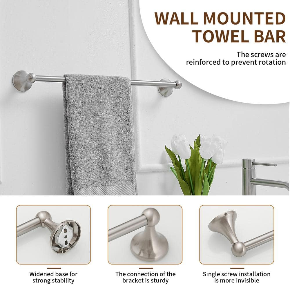 Brushed Nickel 18-Inch Wall Mounted Towel Bar