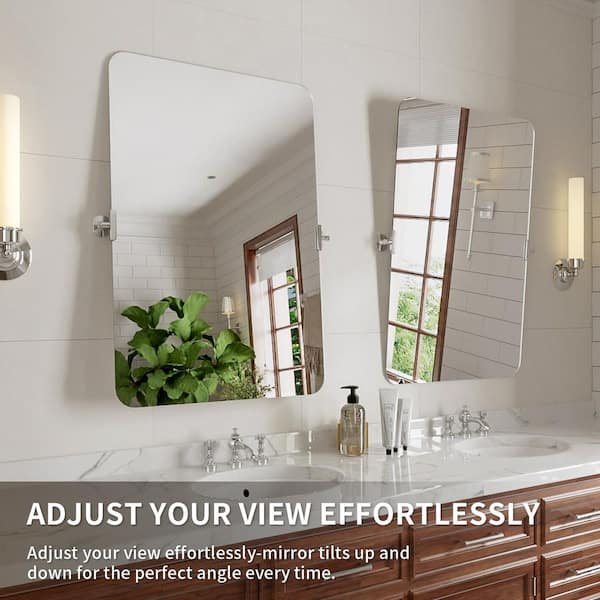 Virelia 20 in. W x 30 in. H Rectangular Framed Tilt Wall Mount Bathroom Vanity Mirror in Polished Chrome