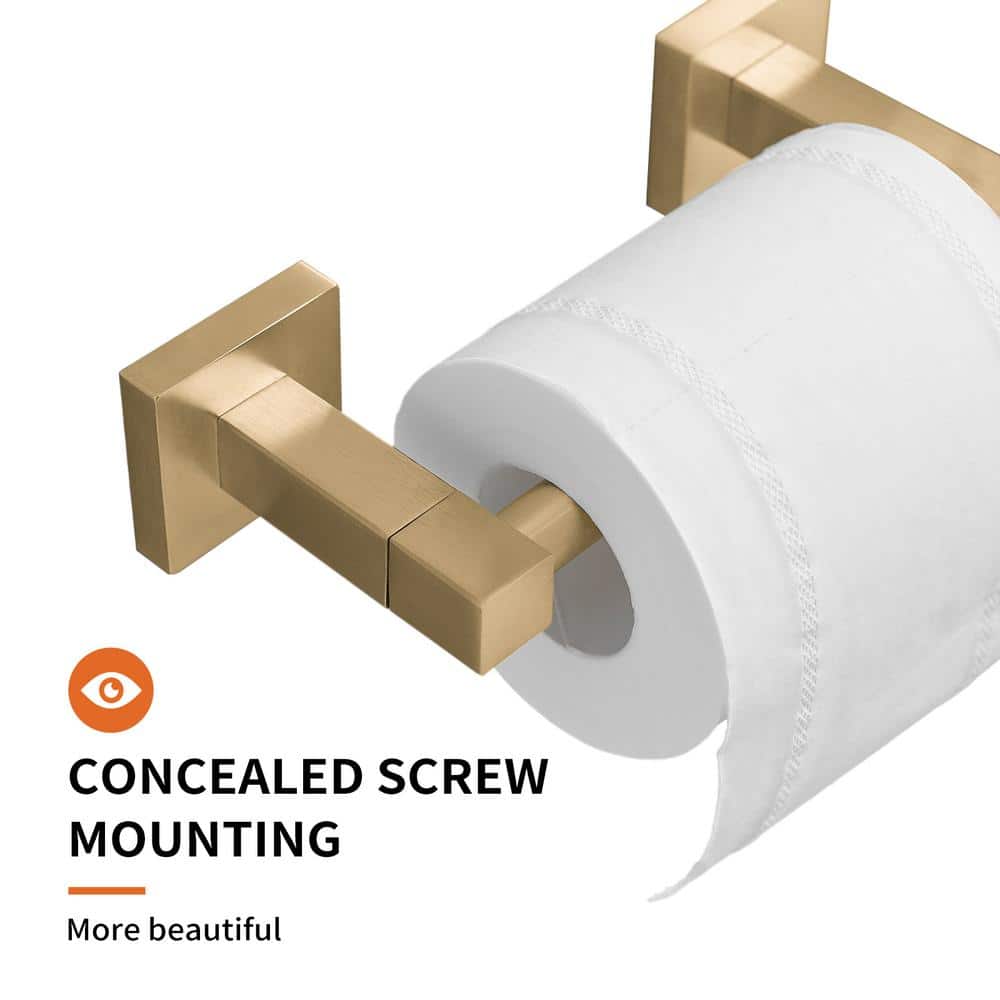 Gold Stainless Steel Wall Mounted Pivoting Toilet Paper Holder