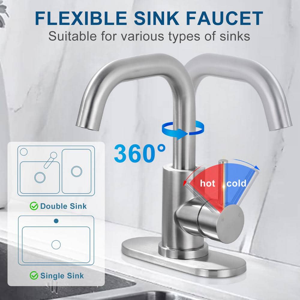 Brushed Nickel Single Handle Stainless Steel Bar Faucet