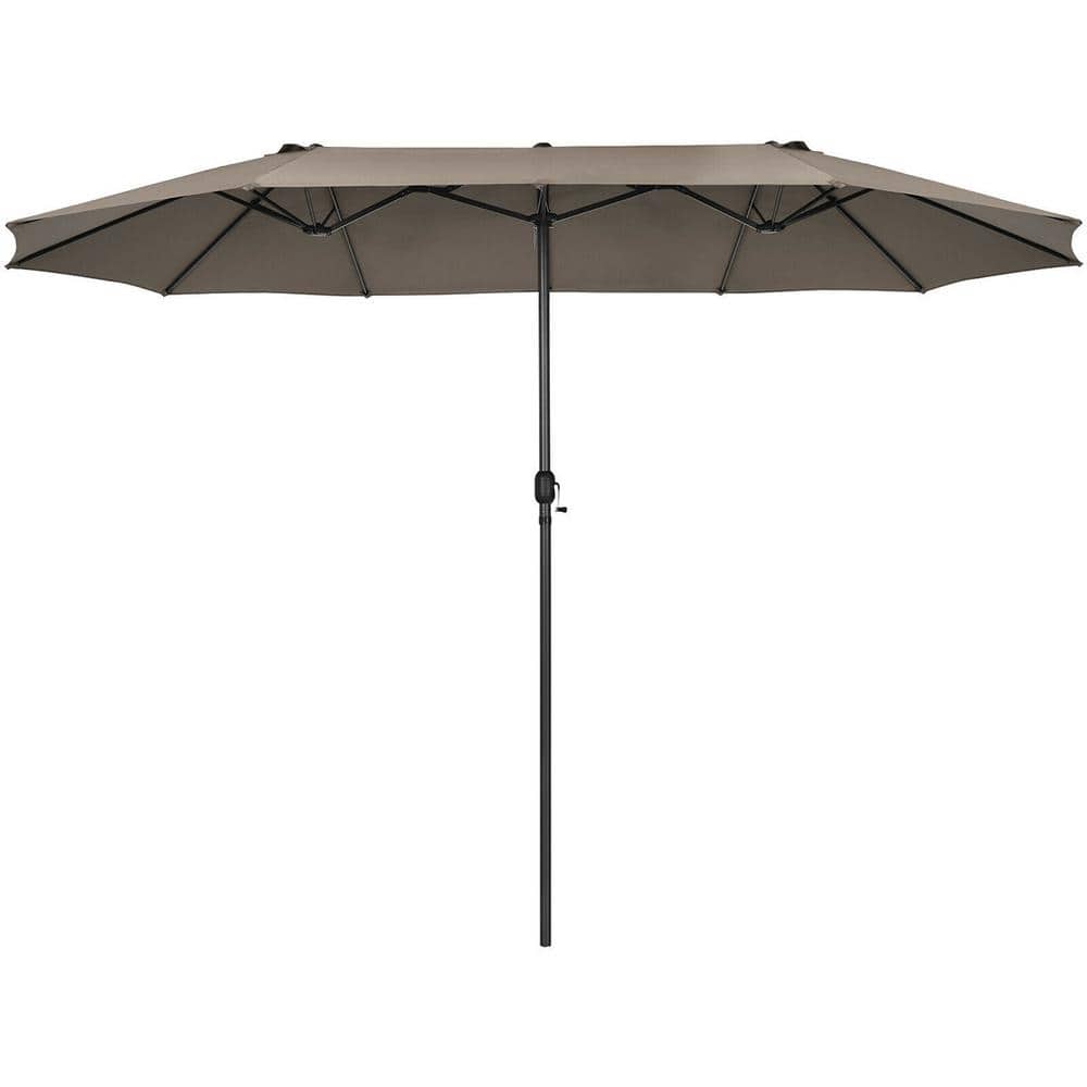 15 ft. x 9 ft. Steel Rectangular Outdoor Double Sided Market Patio Umbrella in Brown price history on PriceWatchPro