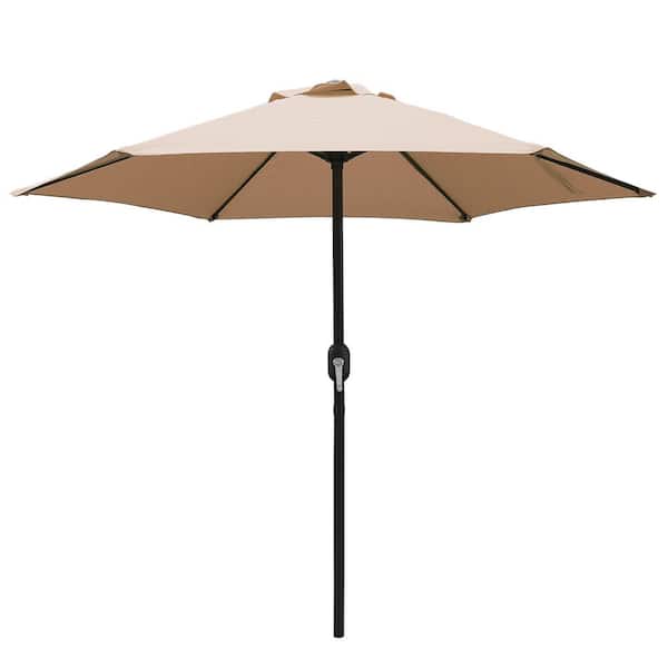 Maypex 7.5 ft. Steel Crank Market Patio Umbrella in Tan