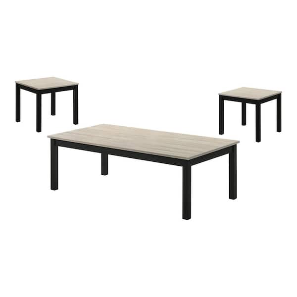 Furniture of America Linel 3-Piece 47.5 in. Light Gray Rectangle Wood Top Coffee Table Set