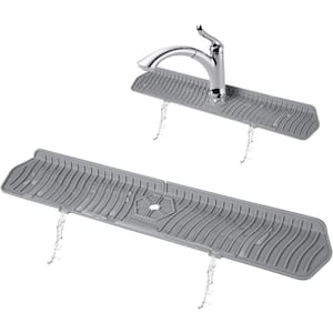 24 in. Grey Faucet Mat Splash Catcher, Handle Drip Catcher Sink Front Tray for Kitchen Dish Drying Mats