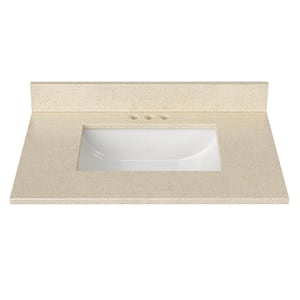 31 in. W x 22 in. D Cultured Marble Rectangular Undermount Single Basin Vanity Top in Winter Snow