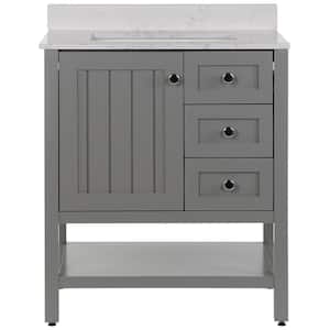 Lanceton 31 in. W x 22 in. D Bath Vanity in Sterling Gray with Stone Effects Vanity Top in Pulsar with White Sink