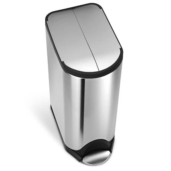 30L Butterfly Lid Step Kitchen Trash Can, Brushed Stainless Steel