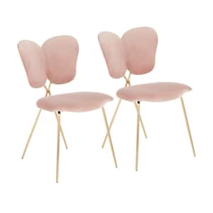 Madeline Chair in Blush Pink Velvet and Gold (Set of 2)