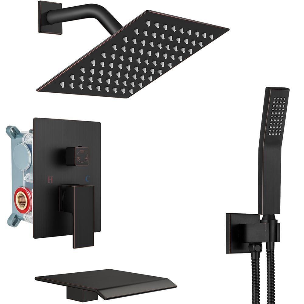 3-Spray 8 in. Dual Shower Head and Handheld Shower Head Wall Mounted in Oil Rubbed Bronze price history on PriceWatchPro