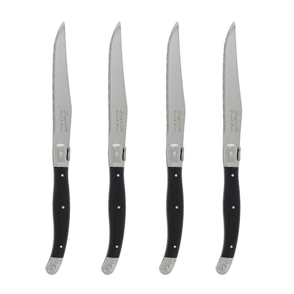 French Home 7 Piece Connoisseur Laguiole Black Pakkawood Kitchen Knife Set with Knife Sharpener