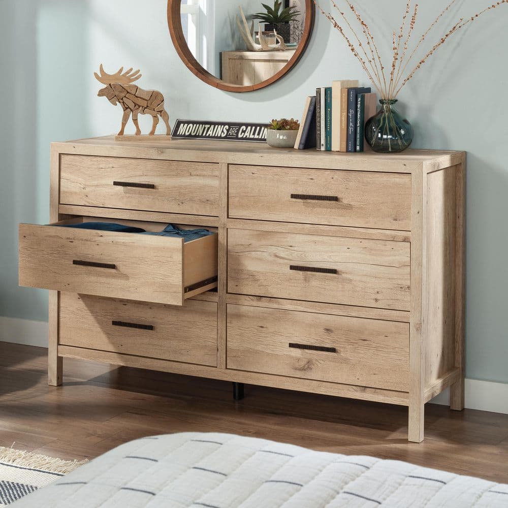 Prime Oak Double Dresser with Six Drawers