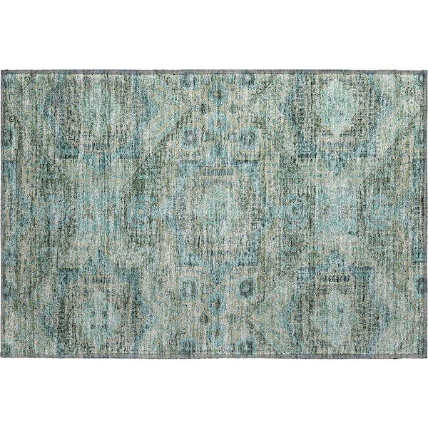 Mayfield Premium Machine Washable Abstract AMF1929 Sage 2 ft. x 3 ft. Accent Rug