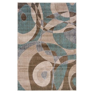 Milan Collection Brown and Turquoise 8 ft. x 10 ft. Indoor Area Rug