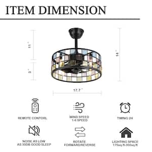 Coronel 18 in. Indoor Black DIY Tiffany Stained Glass Ceiling Fan with Lights, Industrial 3-Speed Ceiling Fan w/Remote