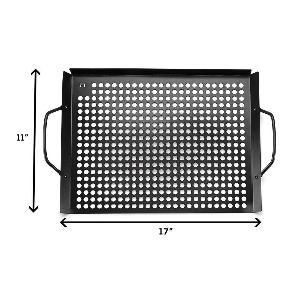 Non-Stick Black Stainless Steel Grill Topper with Handles